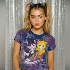 Y2K vintage Lisa frank kitty tee